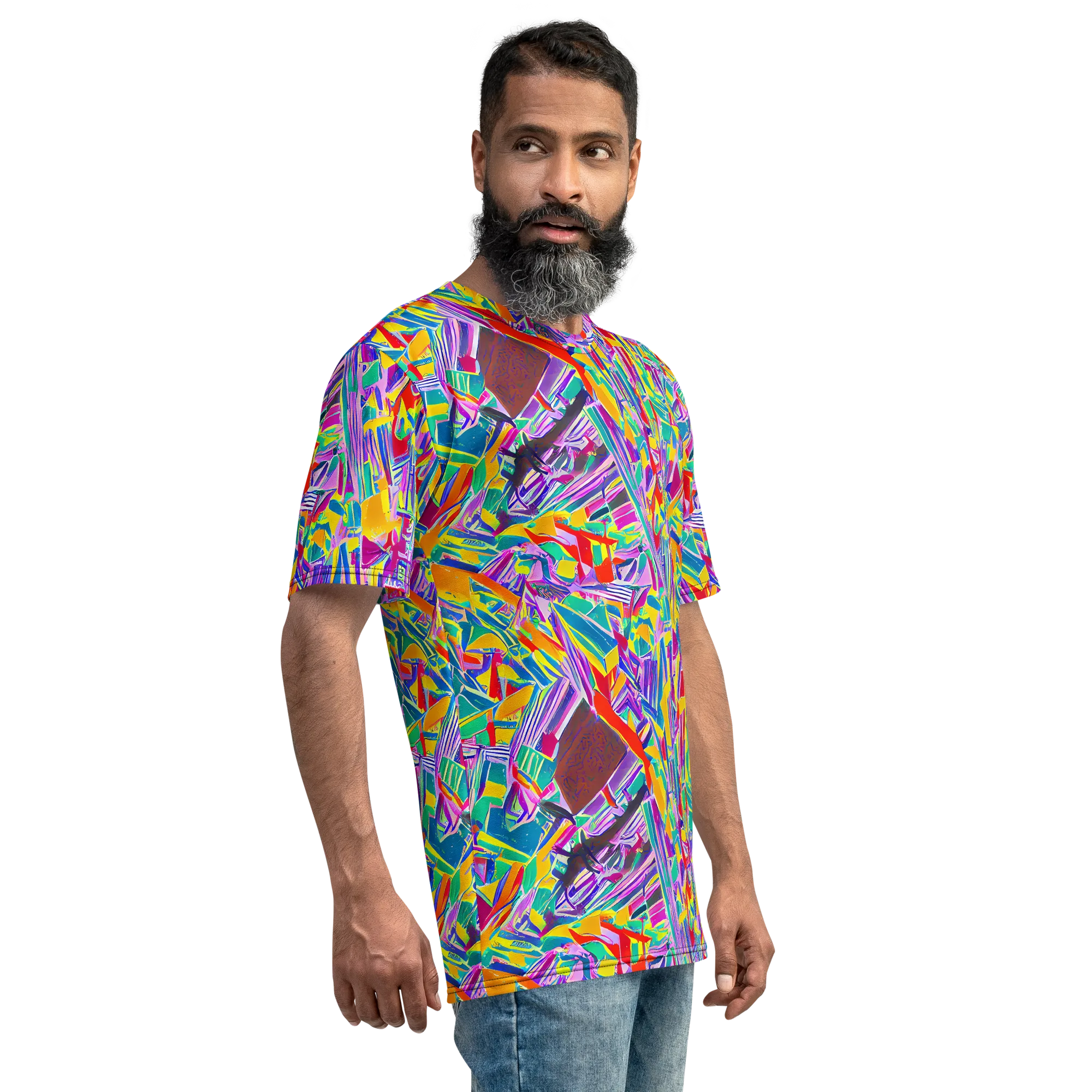Spectrum Shuffle on Men's Crew Neck T-Shirt — Right