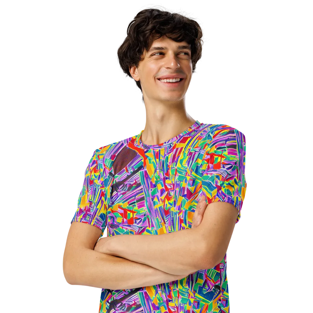 Spectrum Shuffle on Men's Crew Neck T-Shirt — Left Front