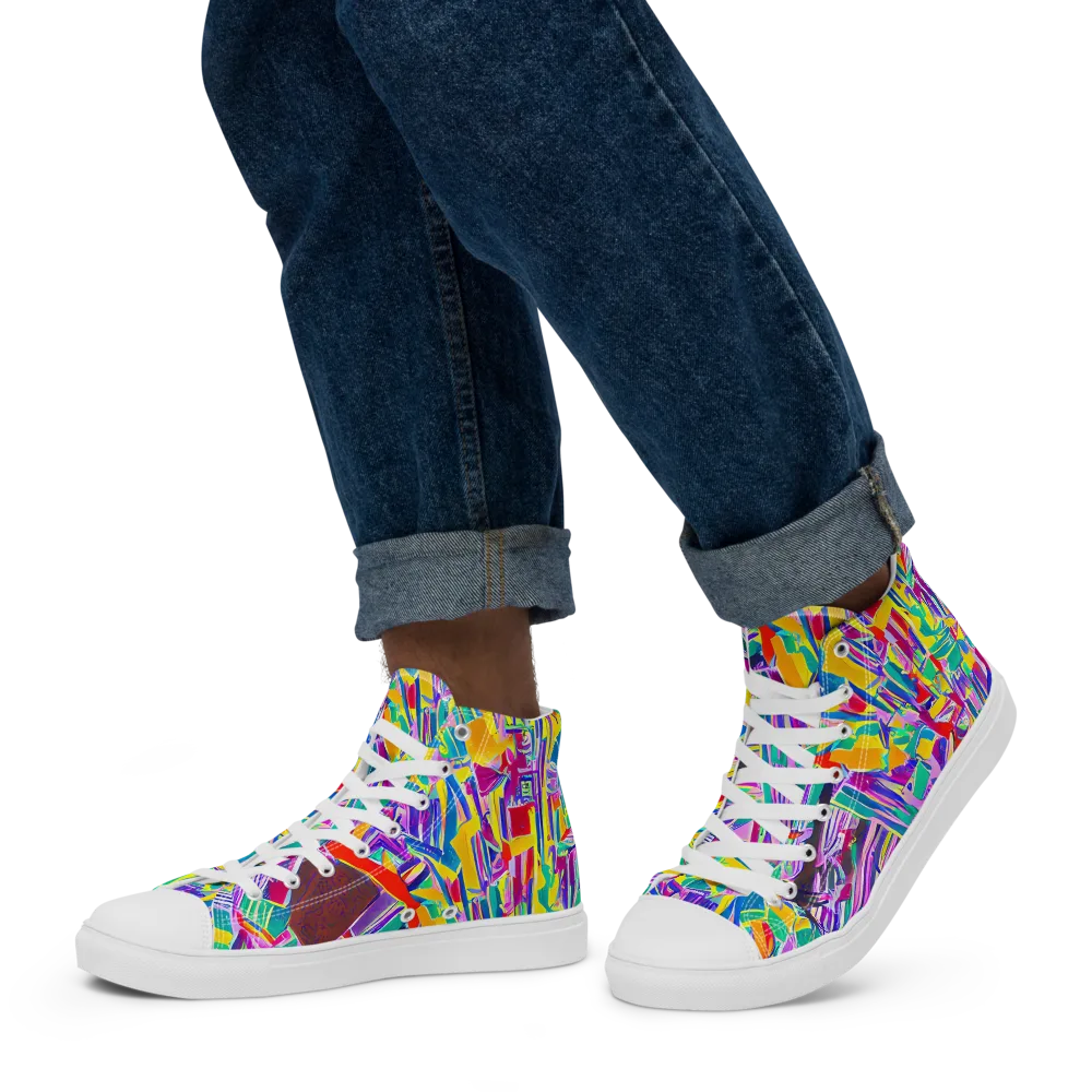 Spectrum Shuffle on Men's High Top Canvas Shoes — Left