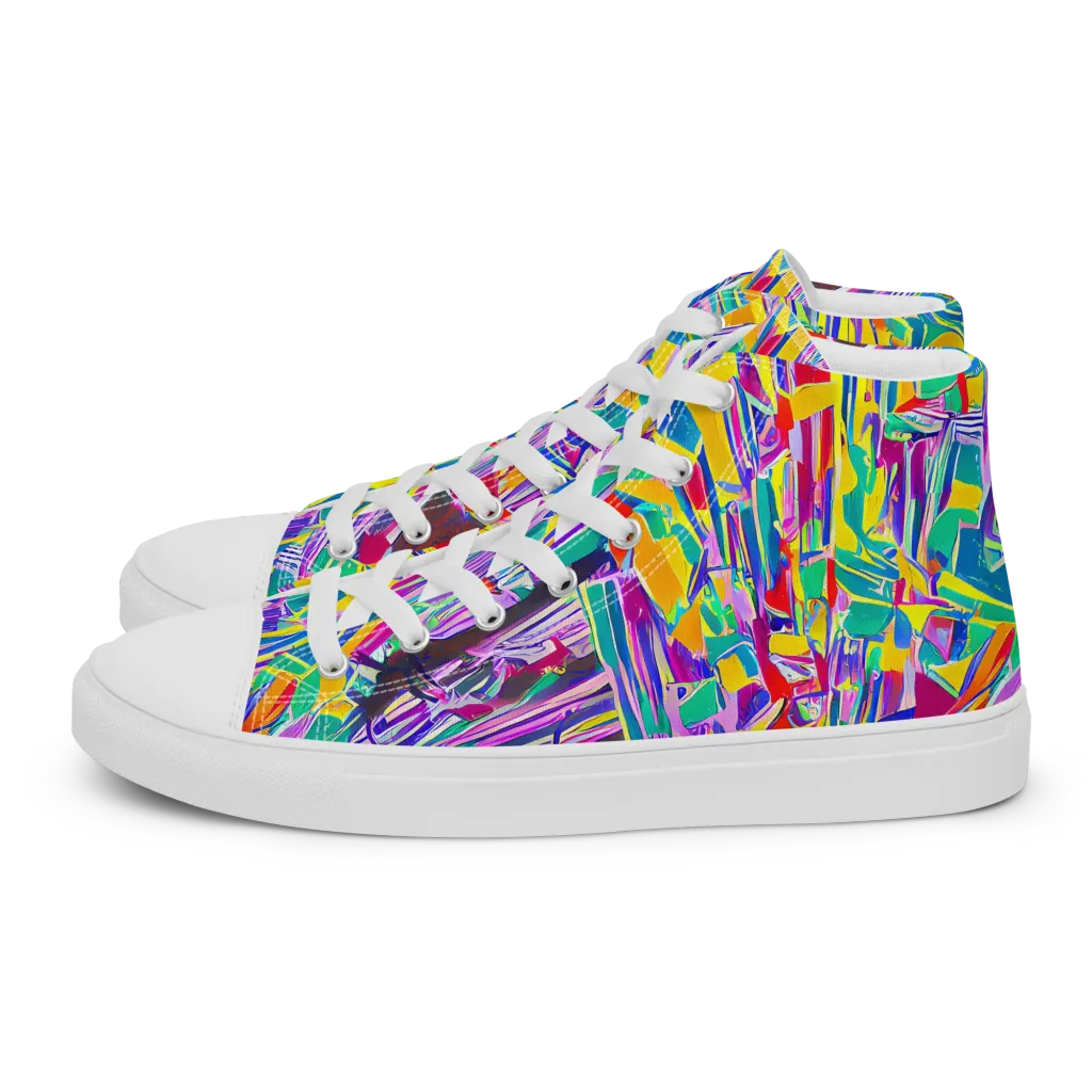 Spectrum Shuffle on Women's High Top Canvas Shoes — Left