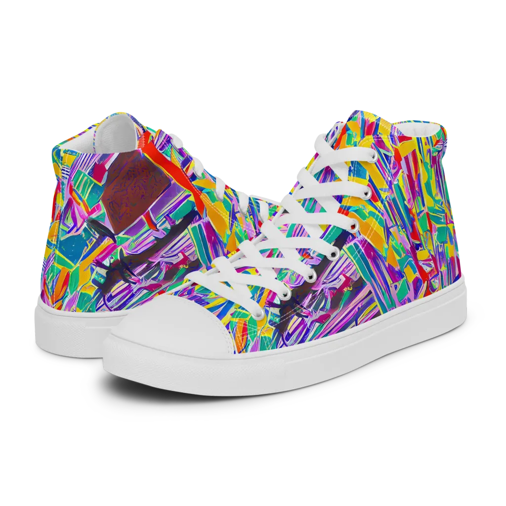 Spectrum Shuffle on Women's High Top Canvas Shoes — Left