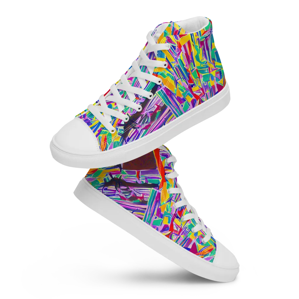 Spectrum Shuffle on Women's High Top Canvas Shoes — Front