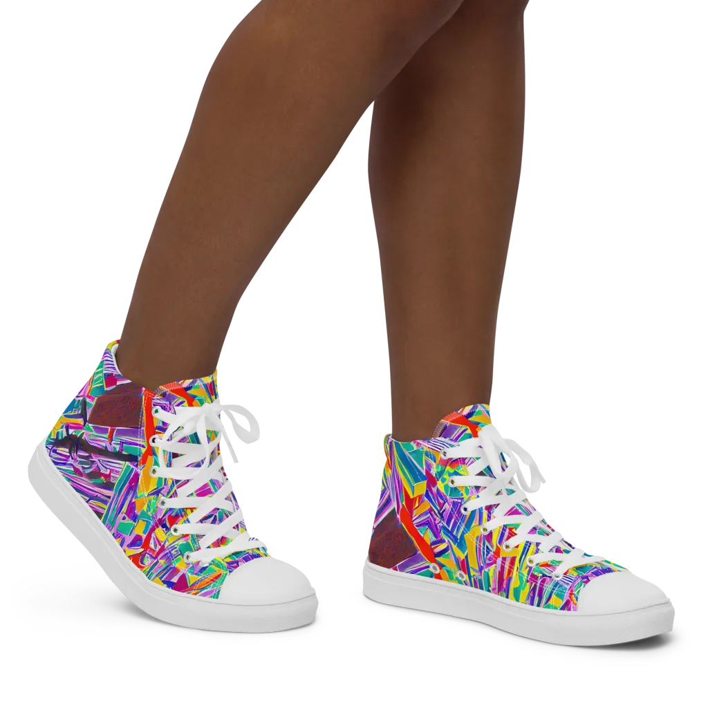 Spectrum Shuffle on Women's High Top Canvas Shoes — Right