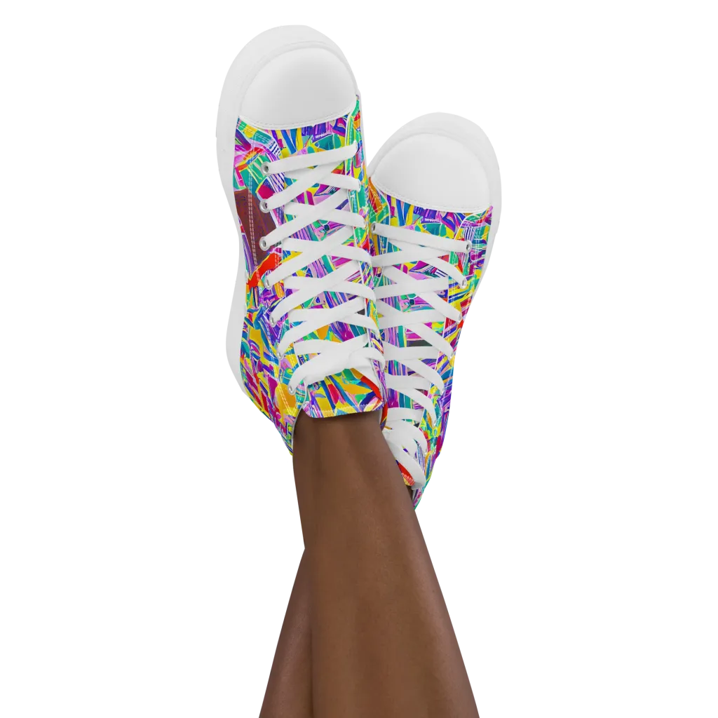 Spectrum Shuffle on Women's High Top Canvas Shoes — Front