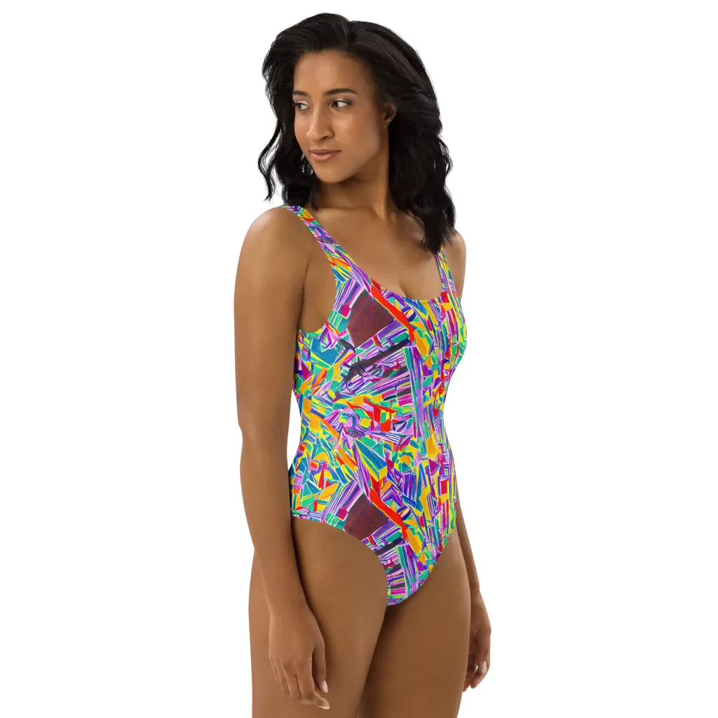 Spectrum Shuffle on One-Piece Swimsuit — Right