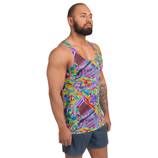 Spectrum Shuffle on a Men's Tank Top