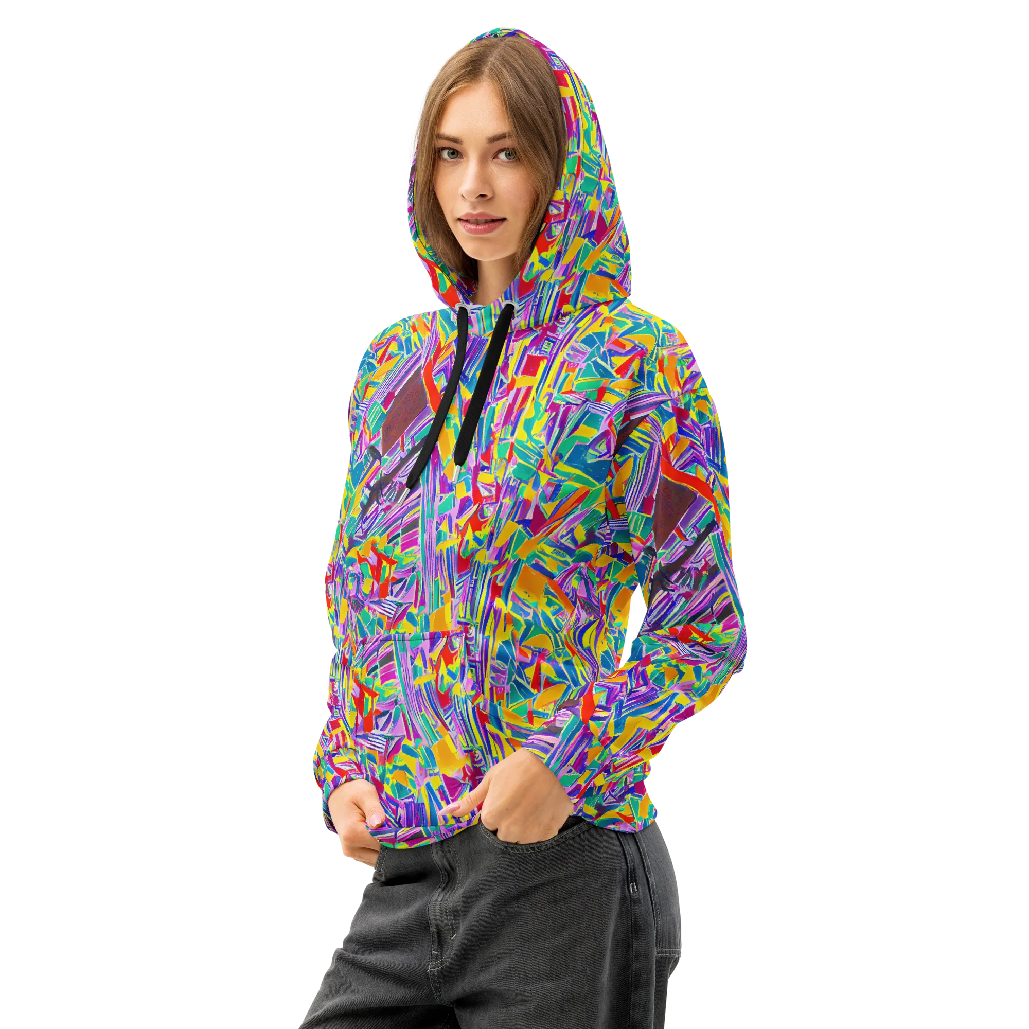Spectrum Shuffle on Cotton Hoodie — Left Front