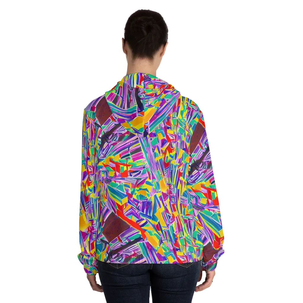 Spectrum Shuffle on Women's Full-Zip Hoodie — Back On Person