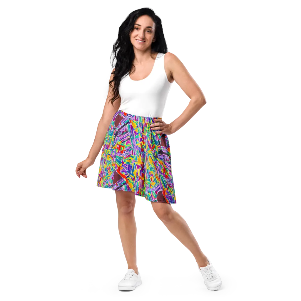 Spectrum Shuffle on Skater Skirt — Front