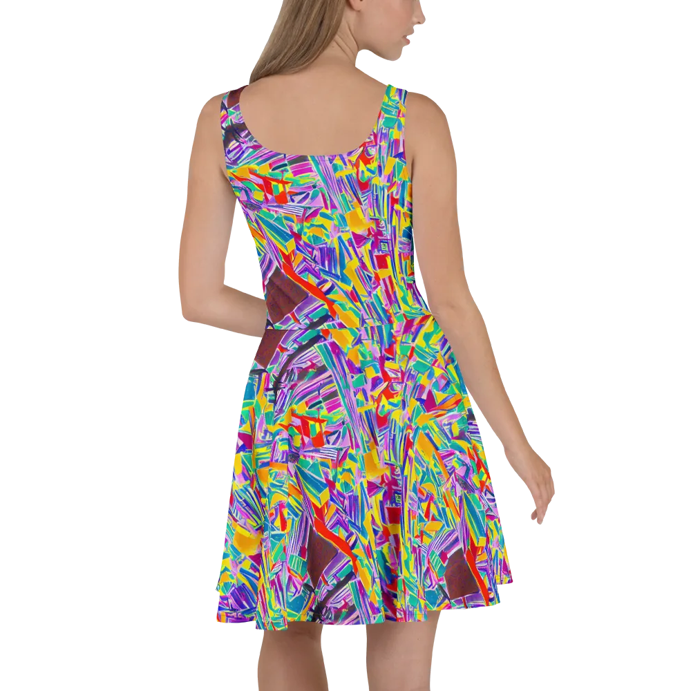 Spectrum Shuffle on Skater Dress — Back