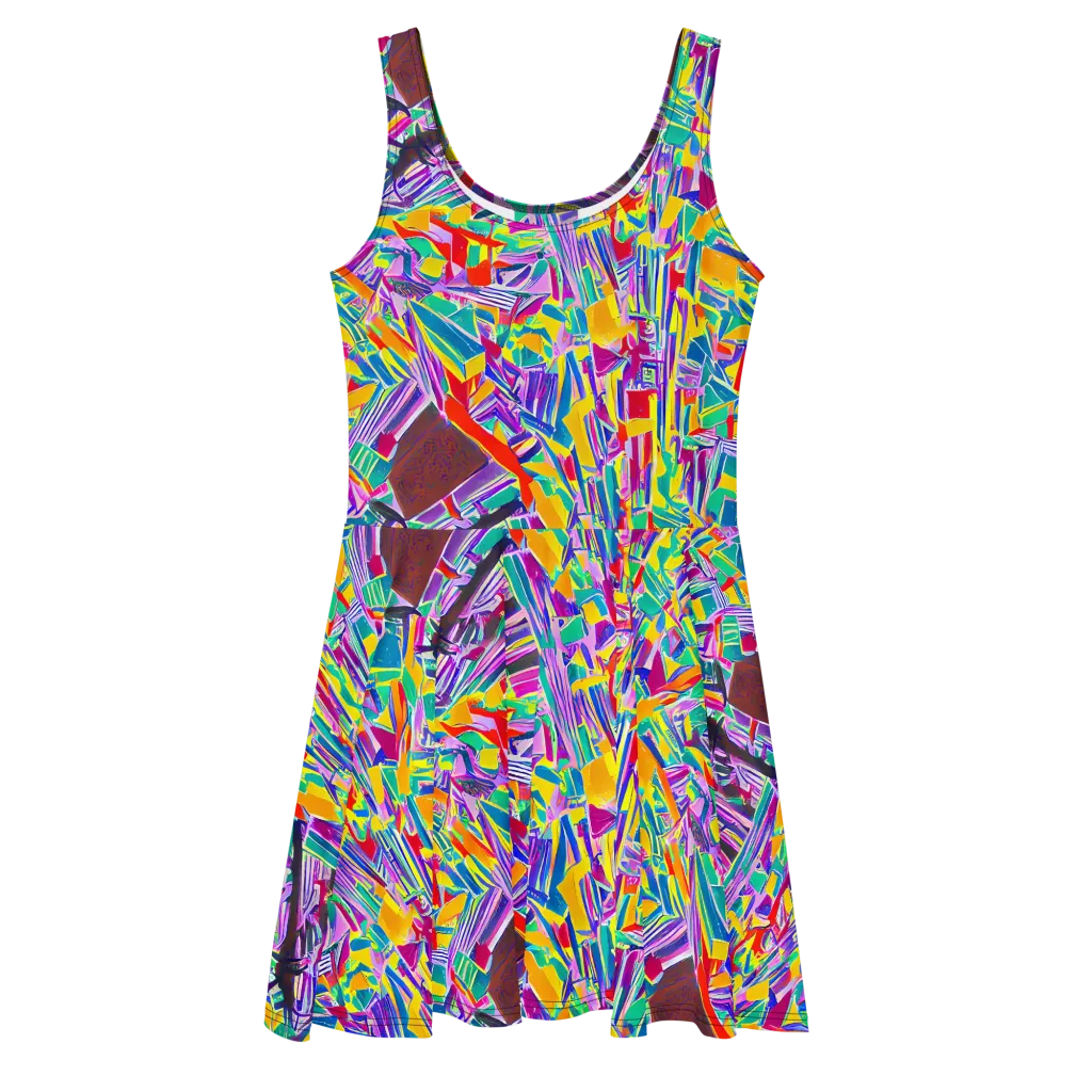 Spectrum Shuffle on Skater Dress — Front