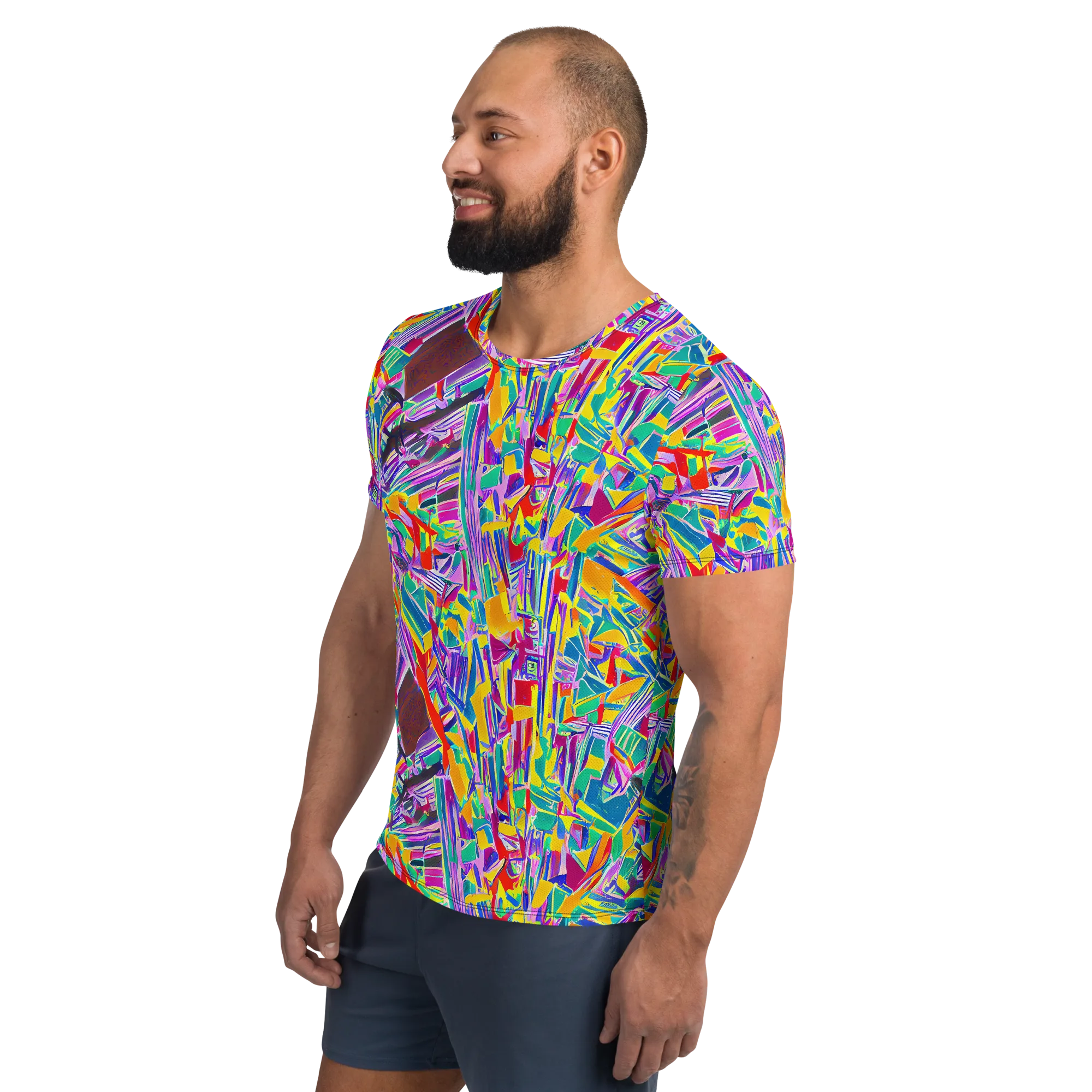 Spectrum Shuffle on Men's Athletic T-Shirt — Left