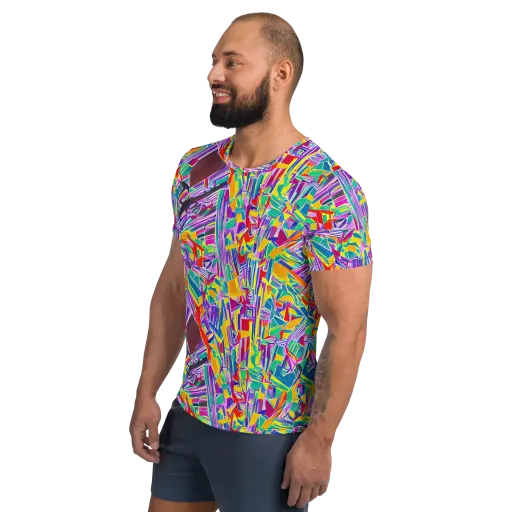 Spectrum Shuffle on a Men's Athletic T-Shirt