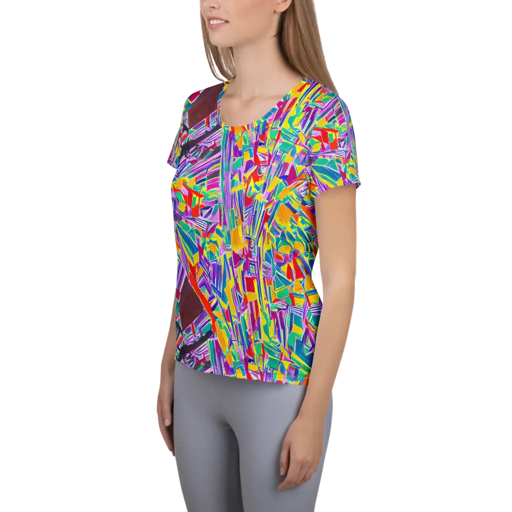 Spectrum Shuffle on Women's Athletic T-Shirt — Left