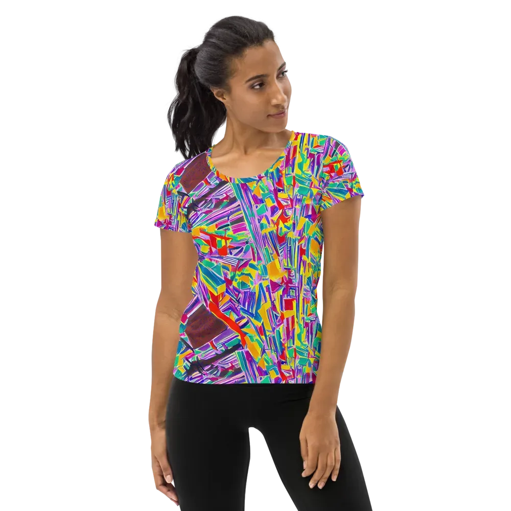 Spectrum Shuffle on Women's Athletic T-Shirt — Front