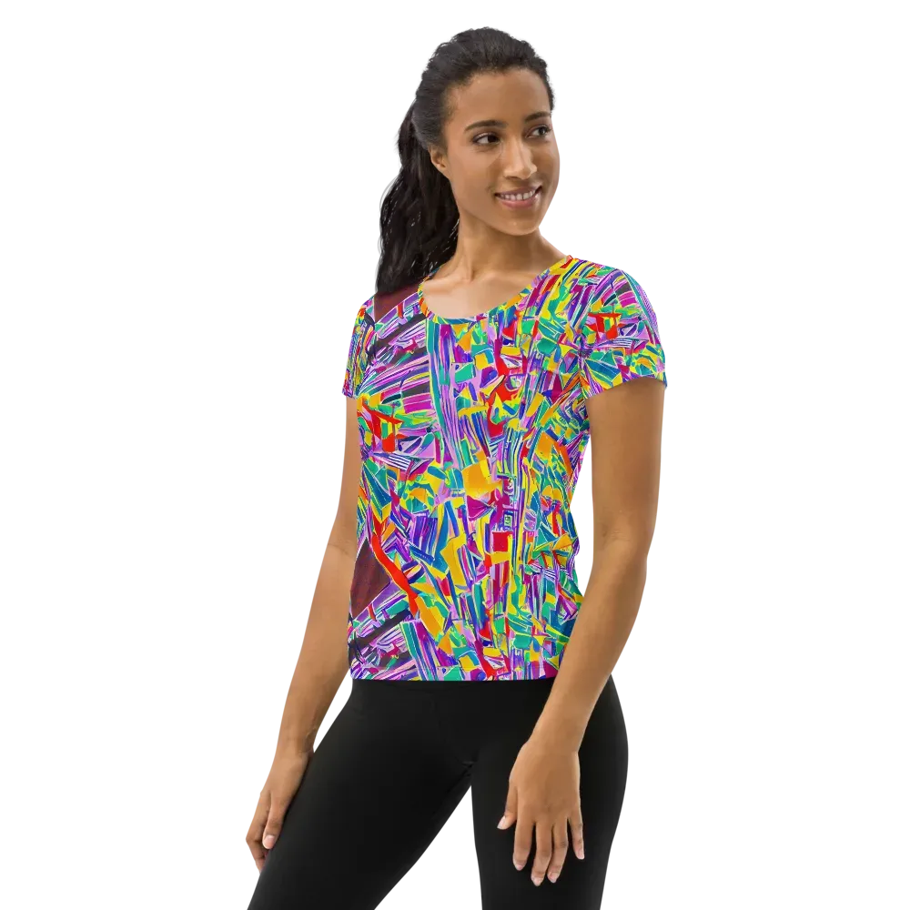 Spectrum Shuffle on Women's Athletic T-Shirt — Left