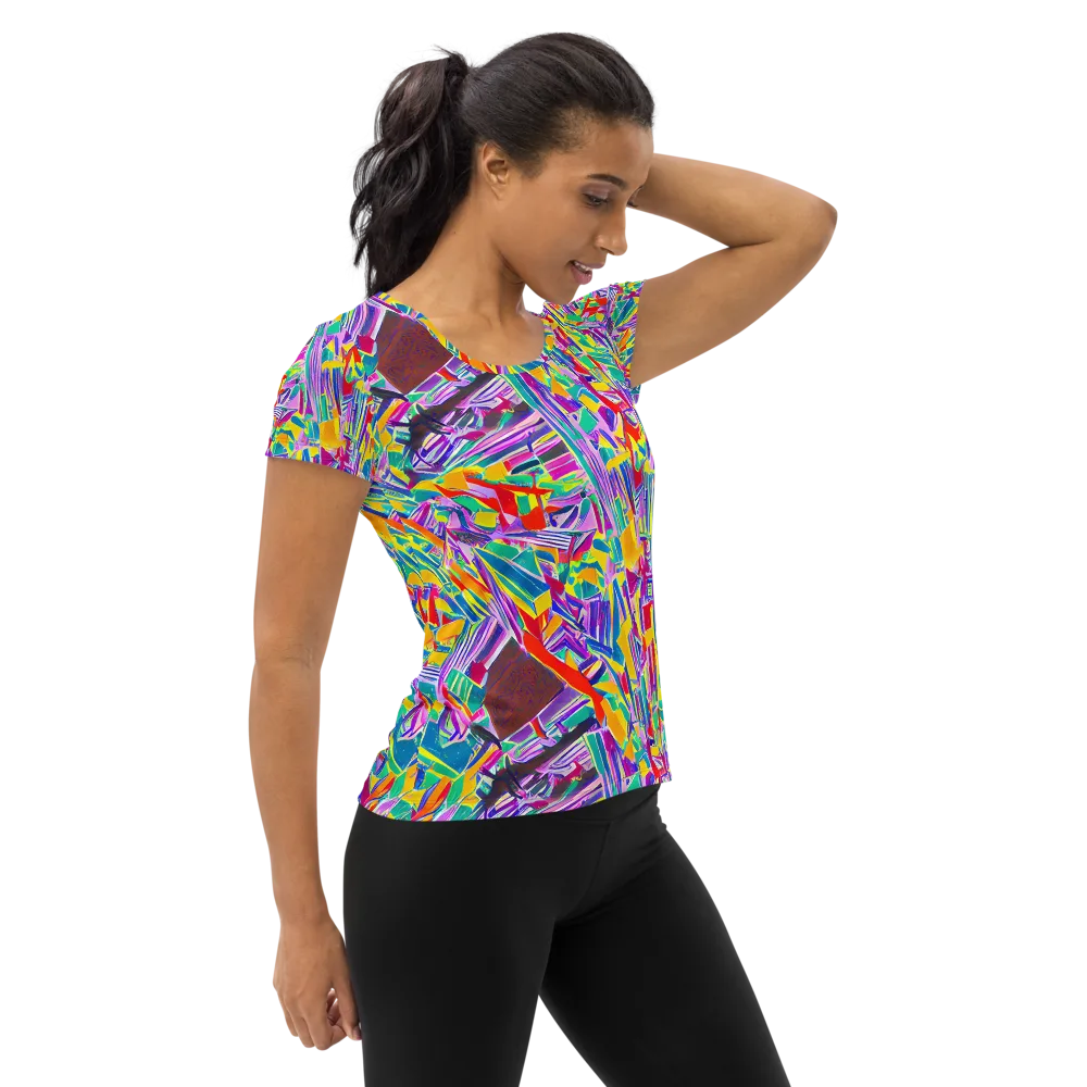Spectrum Shuffle on Women's Athletic T-Shirt — Right