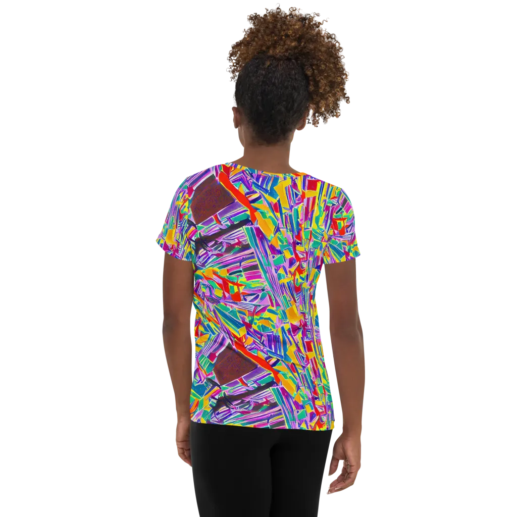Spectrum Shuffle on Women's Athletic T-Shirt — Back