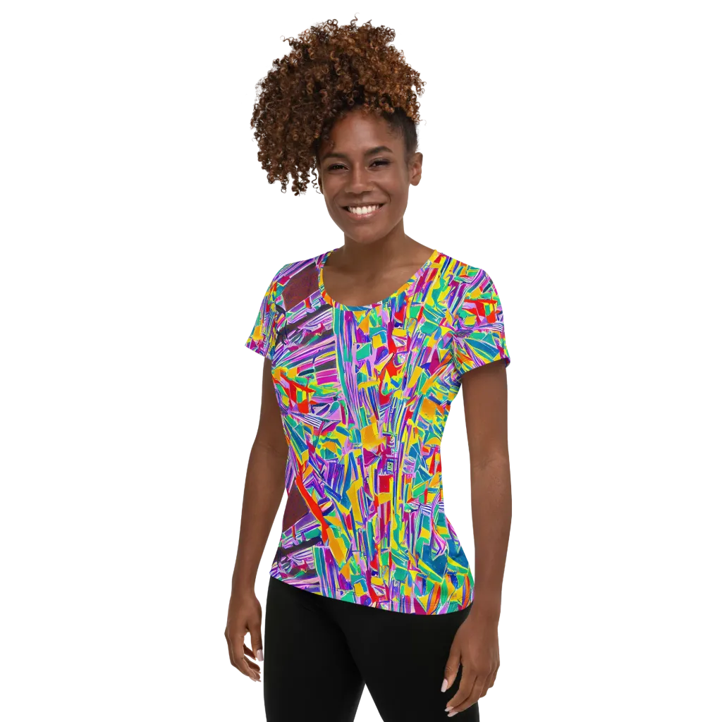 Spectrum Shuffle on Women's Athletic T-Shirt — Left