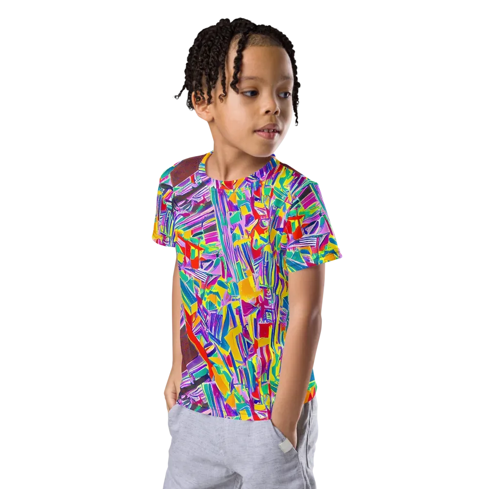 Spectrum Shuffle on Kids Crew Neck T-Shirt — Left Front