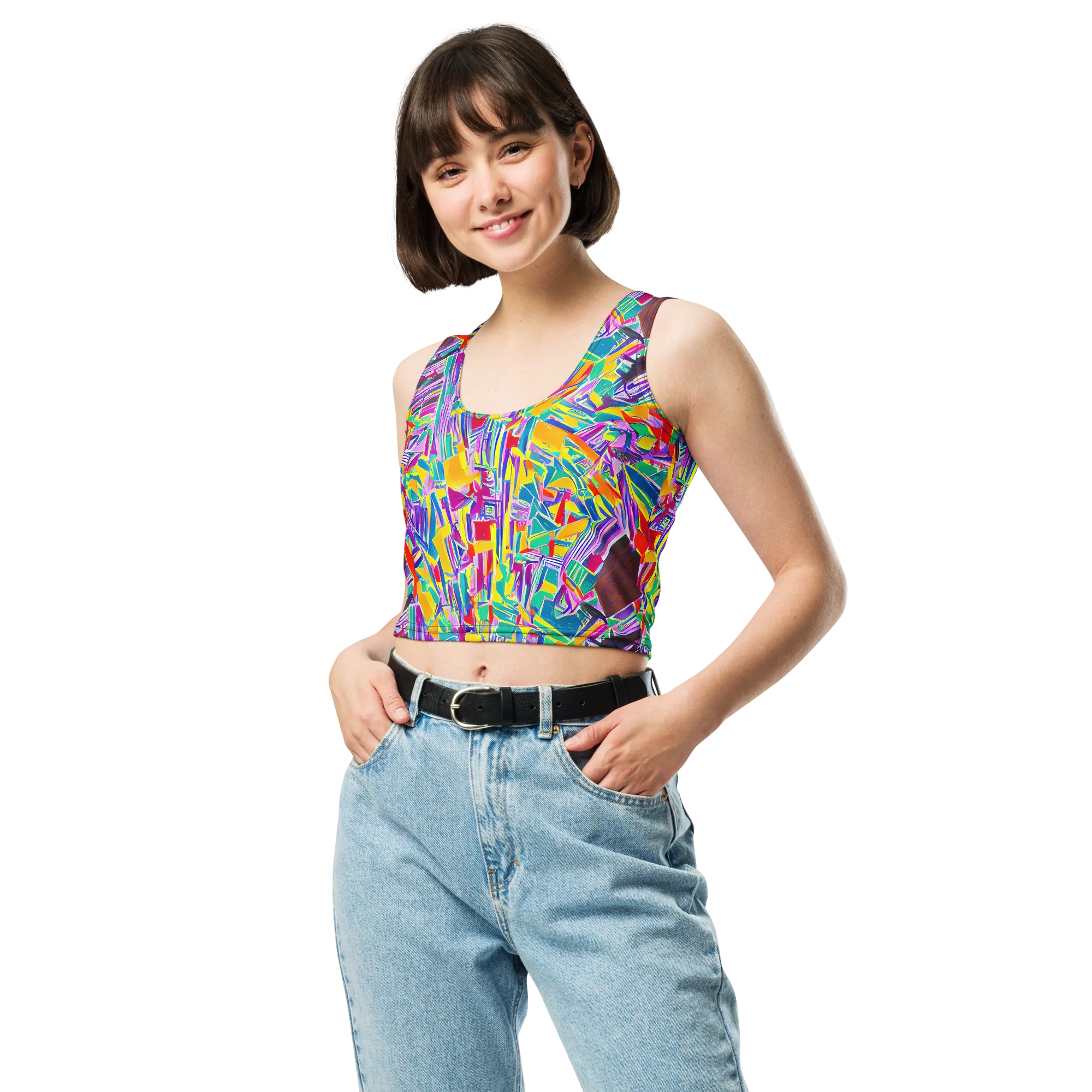 Spectrum Shuffle on Crop Top — Front