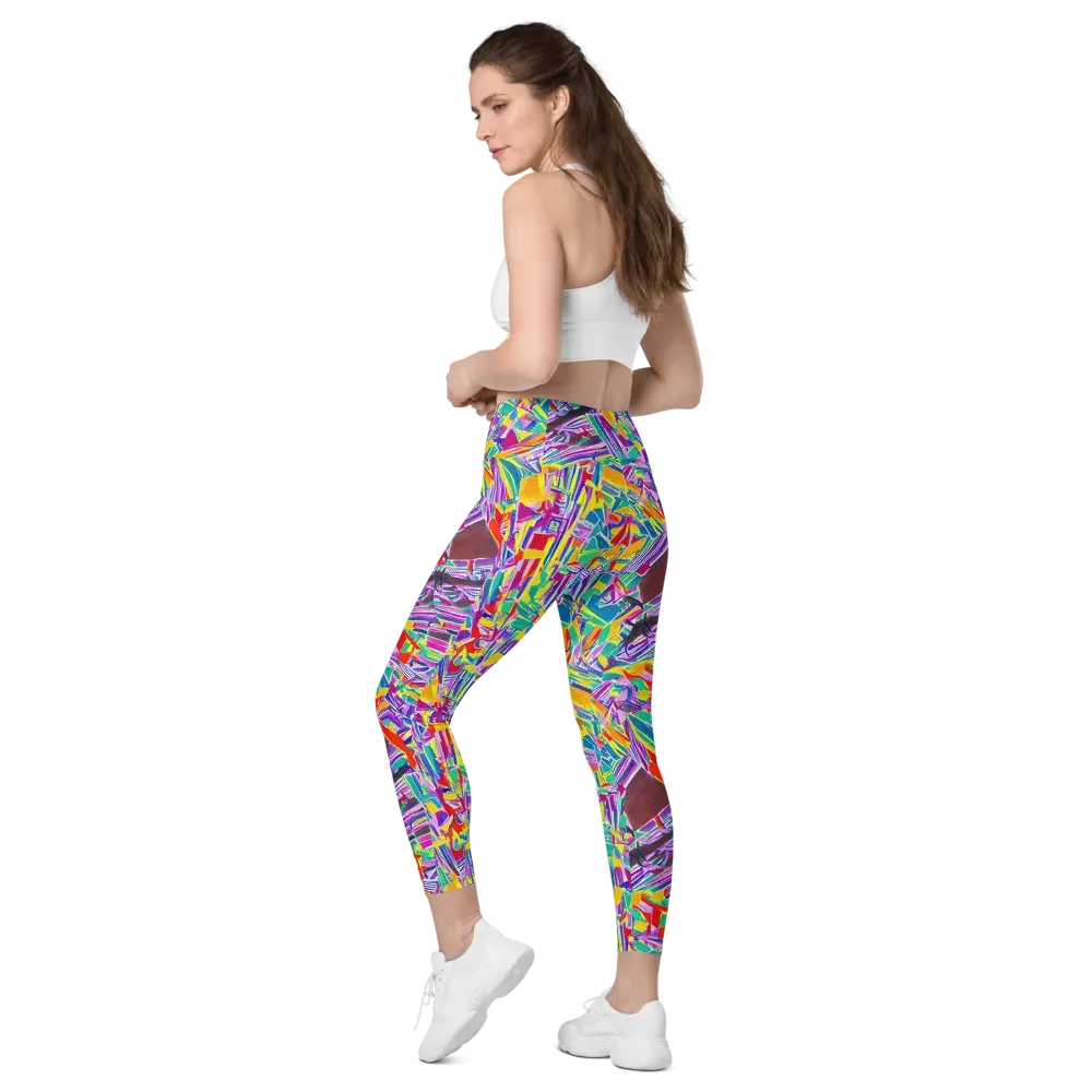 Spectrum Shuffle on Leggings with Pockets — Left Back