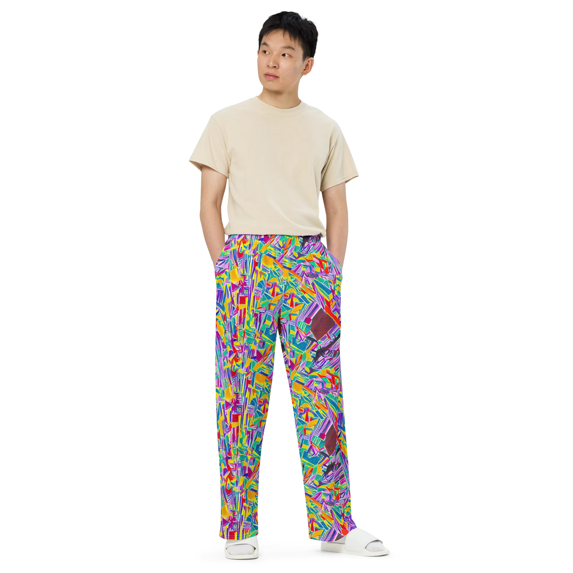 Spectrum Shuffle on Wide-Leg Pants — Front