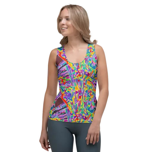 Spectrum Shuffle on a Women's Tank Top