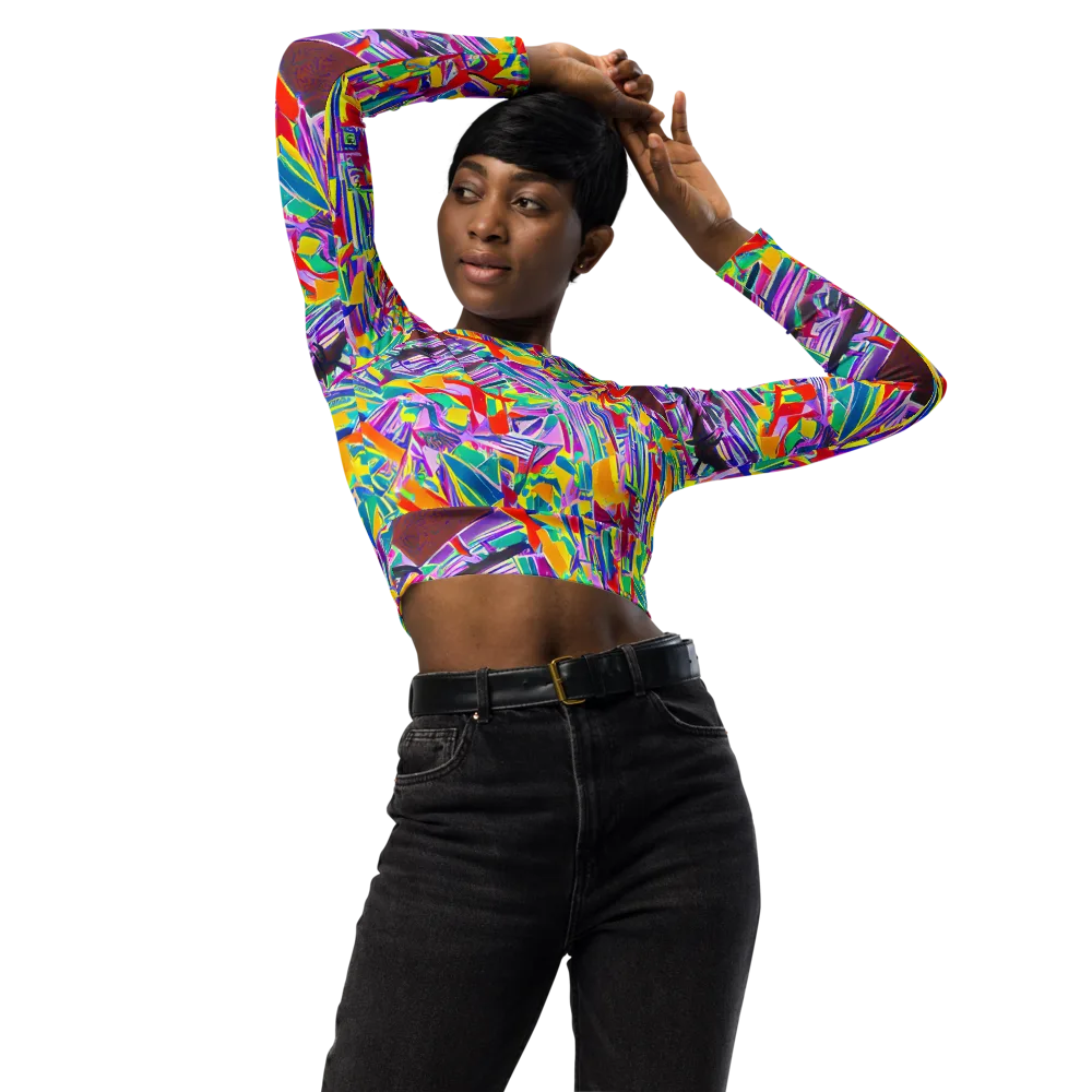 Spectrum Shuffle on Long Sleeve Crop Top — Front