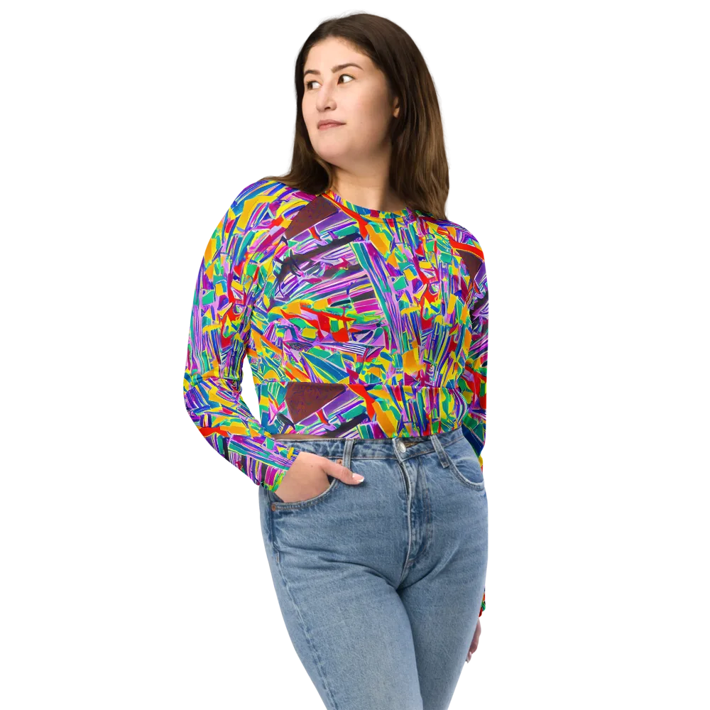 Spectrum Shuffle on Long Sleeve Crop Top — Front