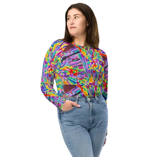 Spectrum Shuffle on a Long Sleeve Crop Top