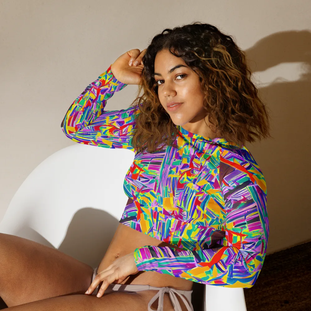 Spectrum Shuffle on Long Sleeve Crop Top — Left Front