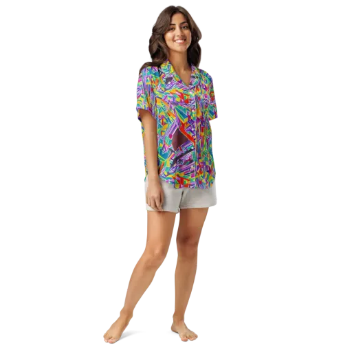 Spectrum Shuffle on a Women's Short Sleeve Pajama Top