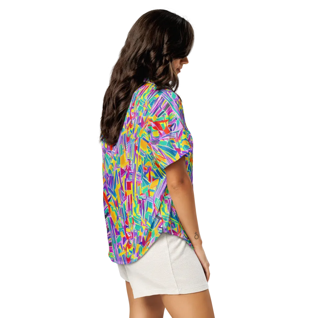 Spectrum Shuffle on Women's Short Sleeve Pajama Top — Right Back
