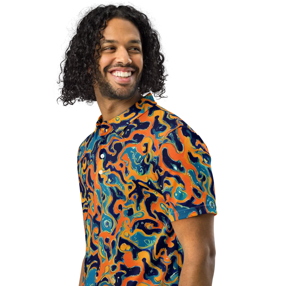 Neon Mariner on Men's Slim Fit Polo Shirt — Left Front