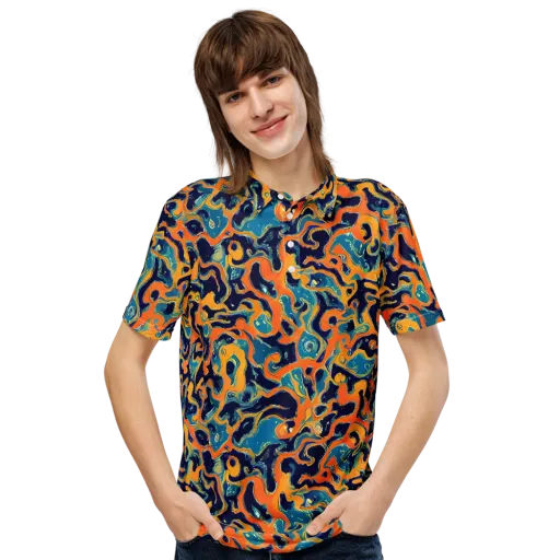 Neon Mariner on a Men's Slim Fit Polo Shirt