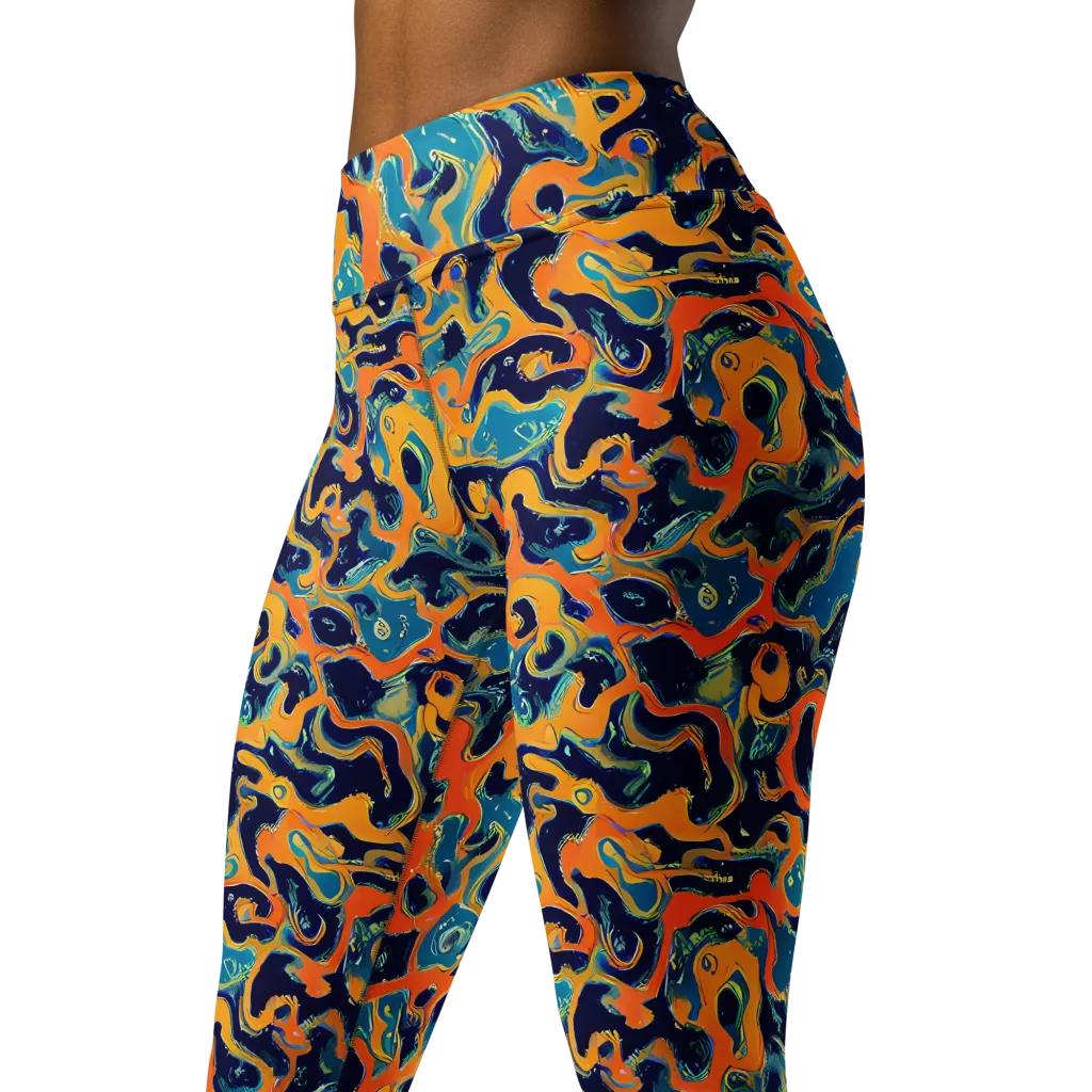 Neon Mariner on Yoga Leggings — Left Front