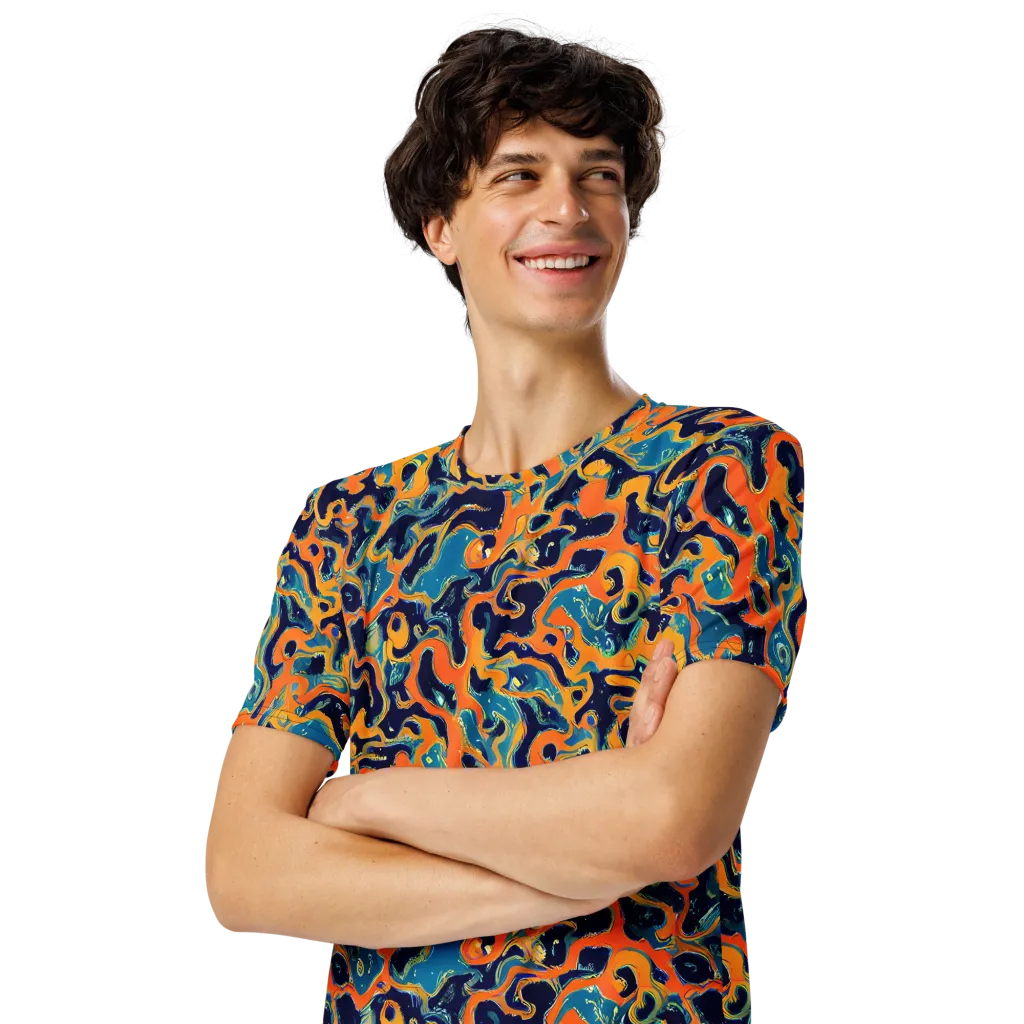 Neon Mariner on Men's Crew Neck T-Shirt — Left Front