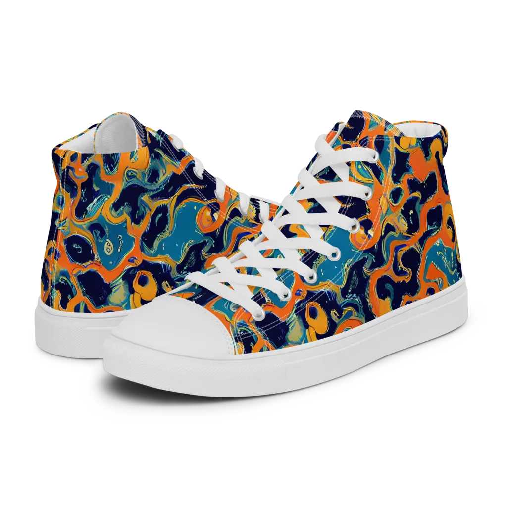 Neon Mariner on Men's High Top Canvas Shoes — Left