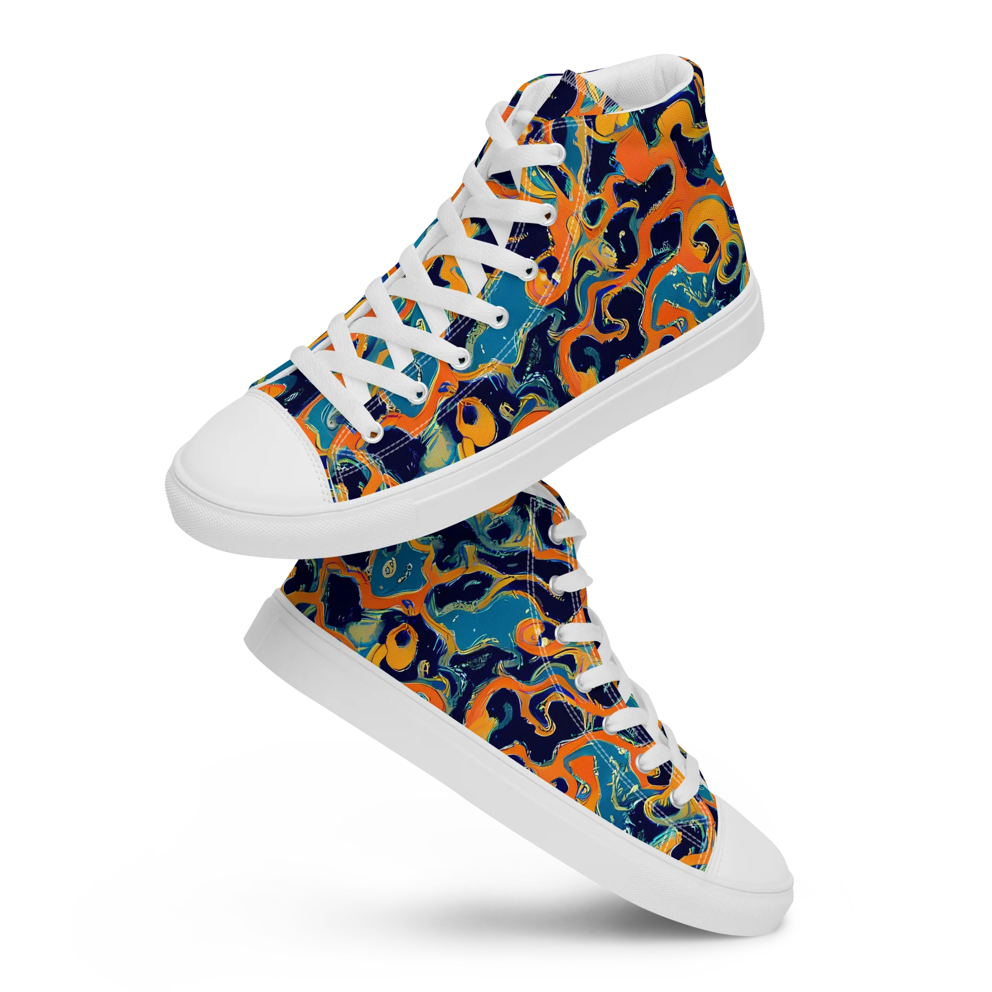 Neon Mariner on Men's High Top Canvas Shoes — Front