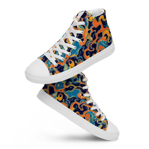 Neon Mariner on a Men's High Top Canvas Shoes