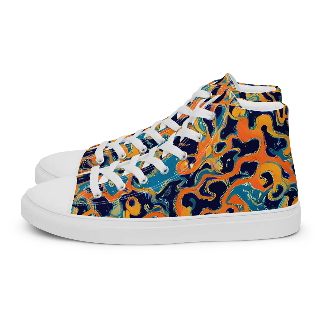 Neon Mariner on Women's High Top Canvas Shoes — Left