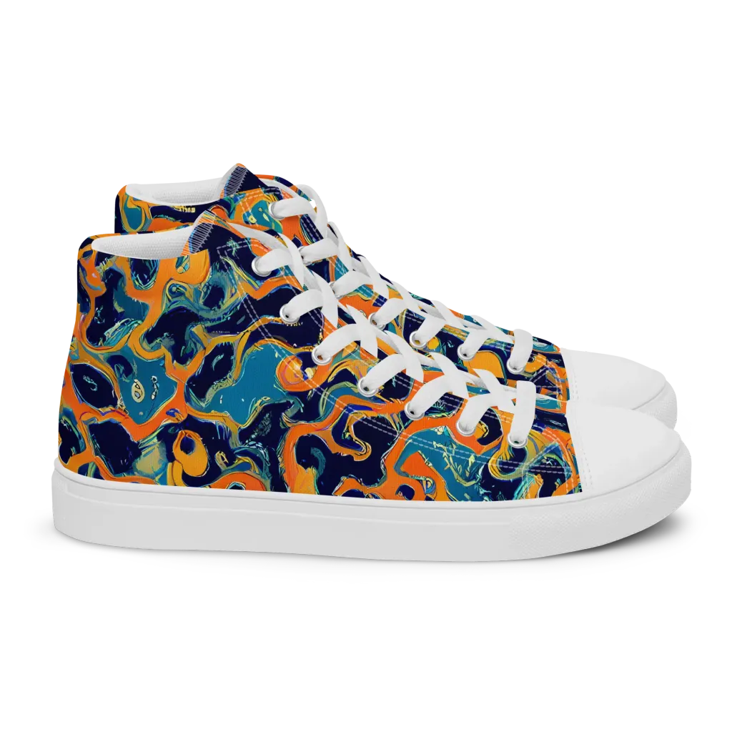 Neon Mariner on Women's High Top Canvas Shoes — Right