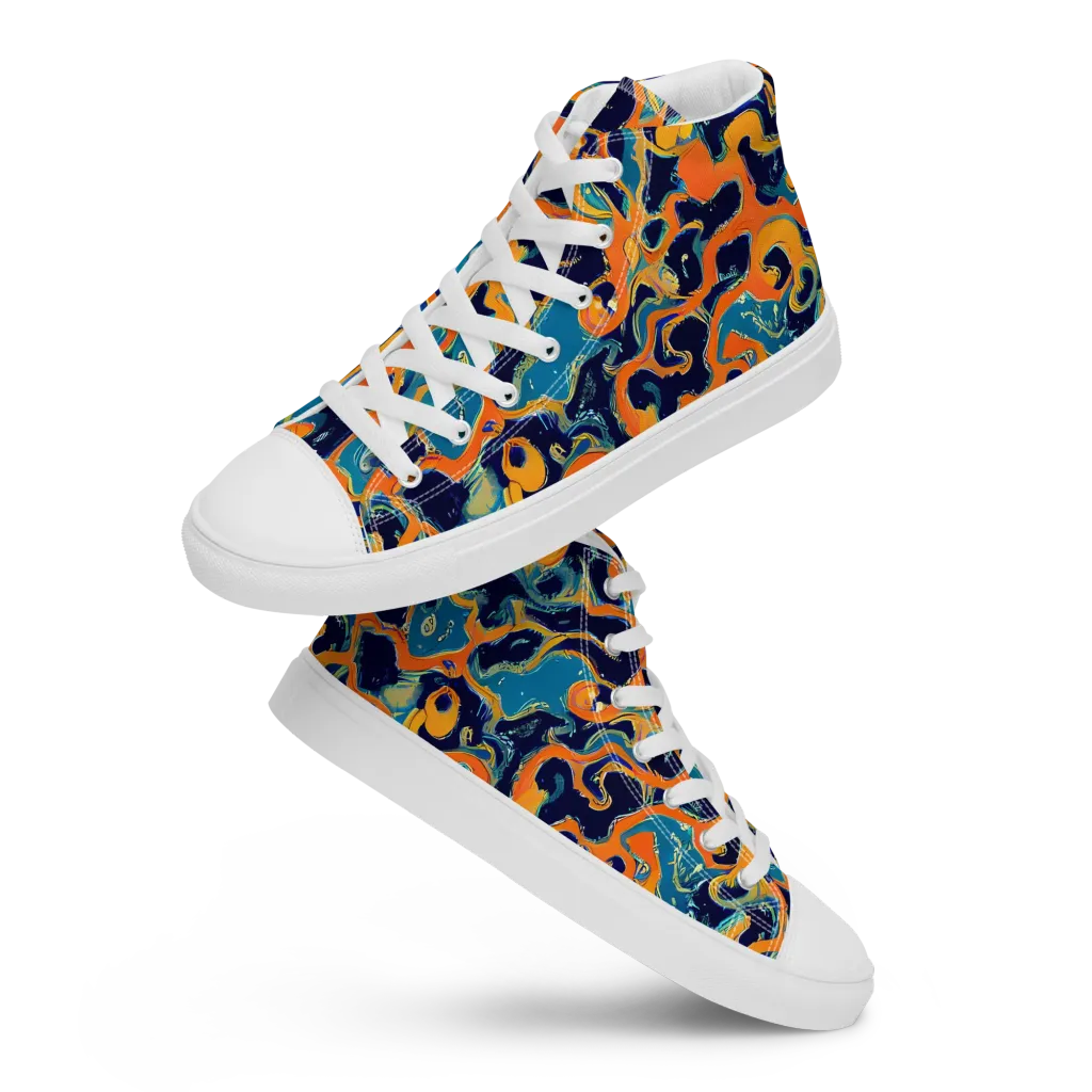 Neon Mariner on Women's High Top Canvas Shoes — Front