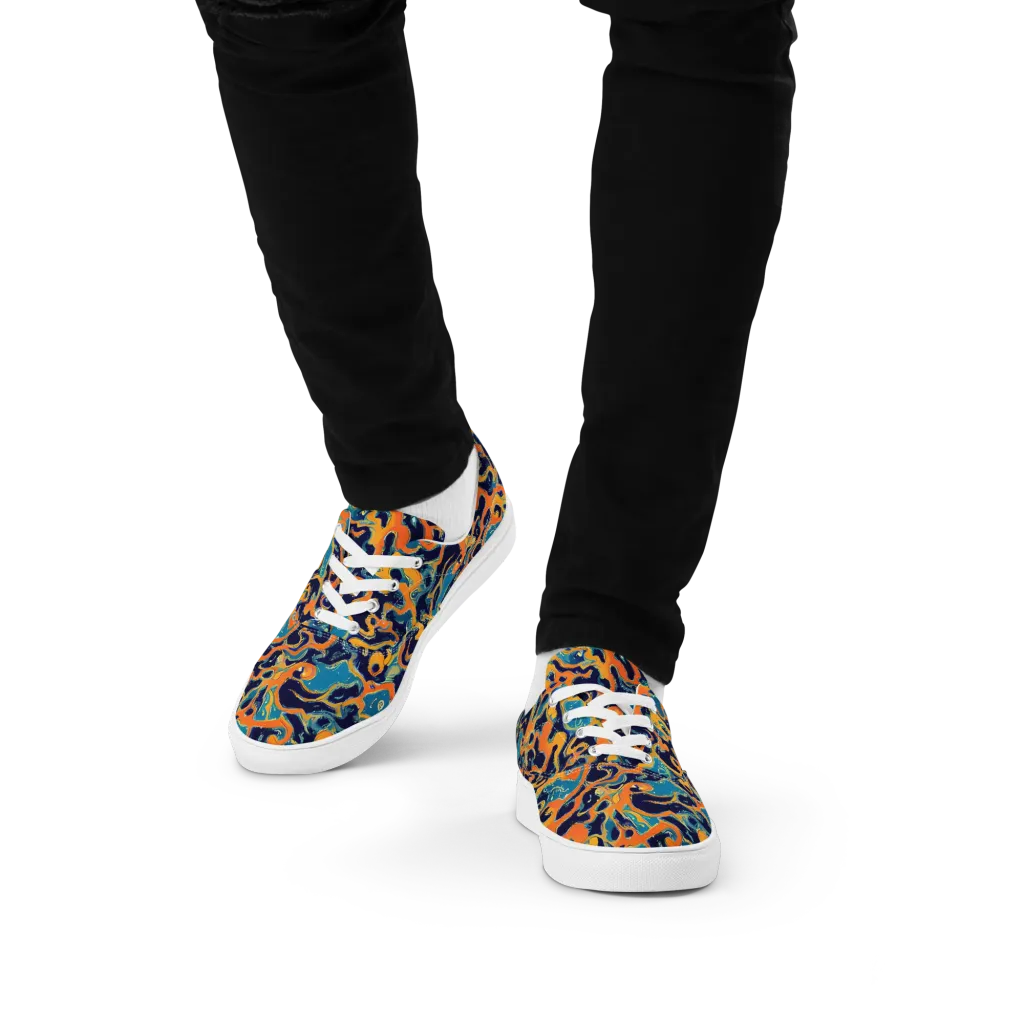 Neon Mariner on Men's Lace-Up Canvas Shoes — Front