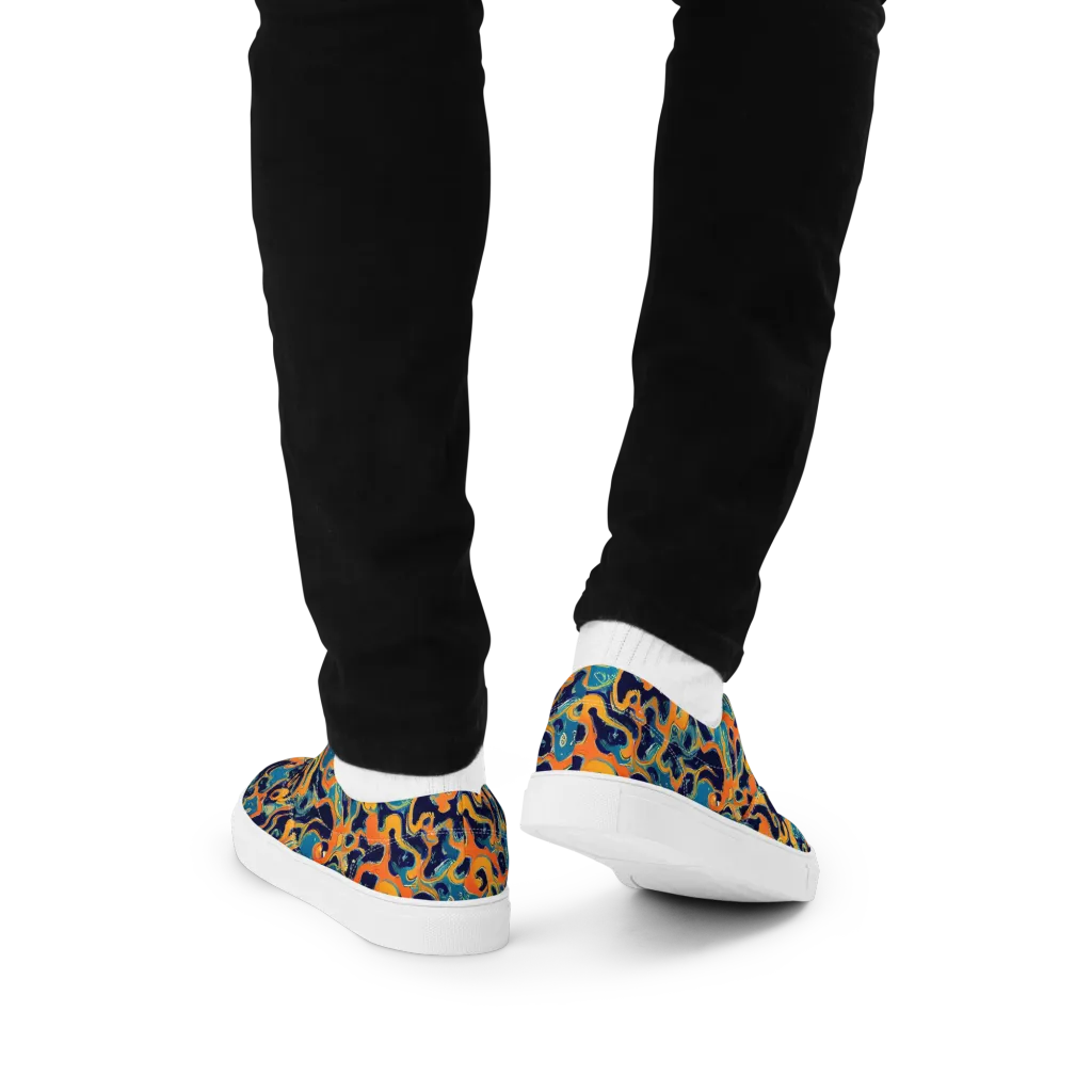 Neon Mariner on Men's Lace-Up Canvas Shoes — Back