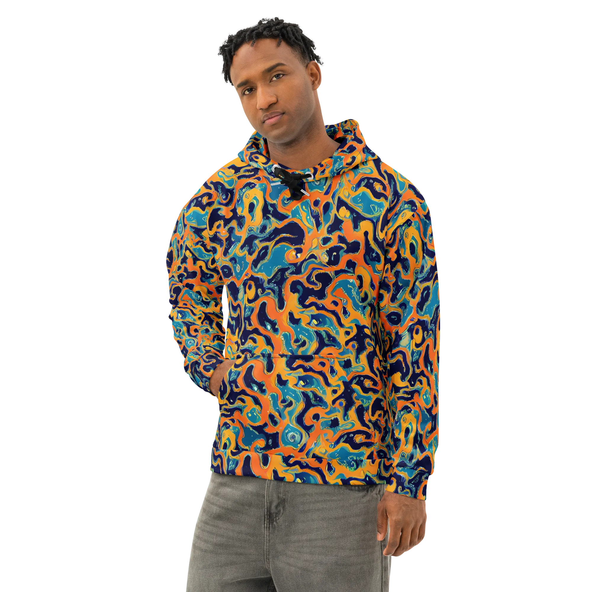 Neon Mariner on Cotton Hoodie — Left Front