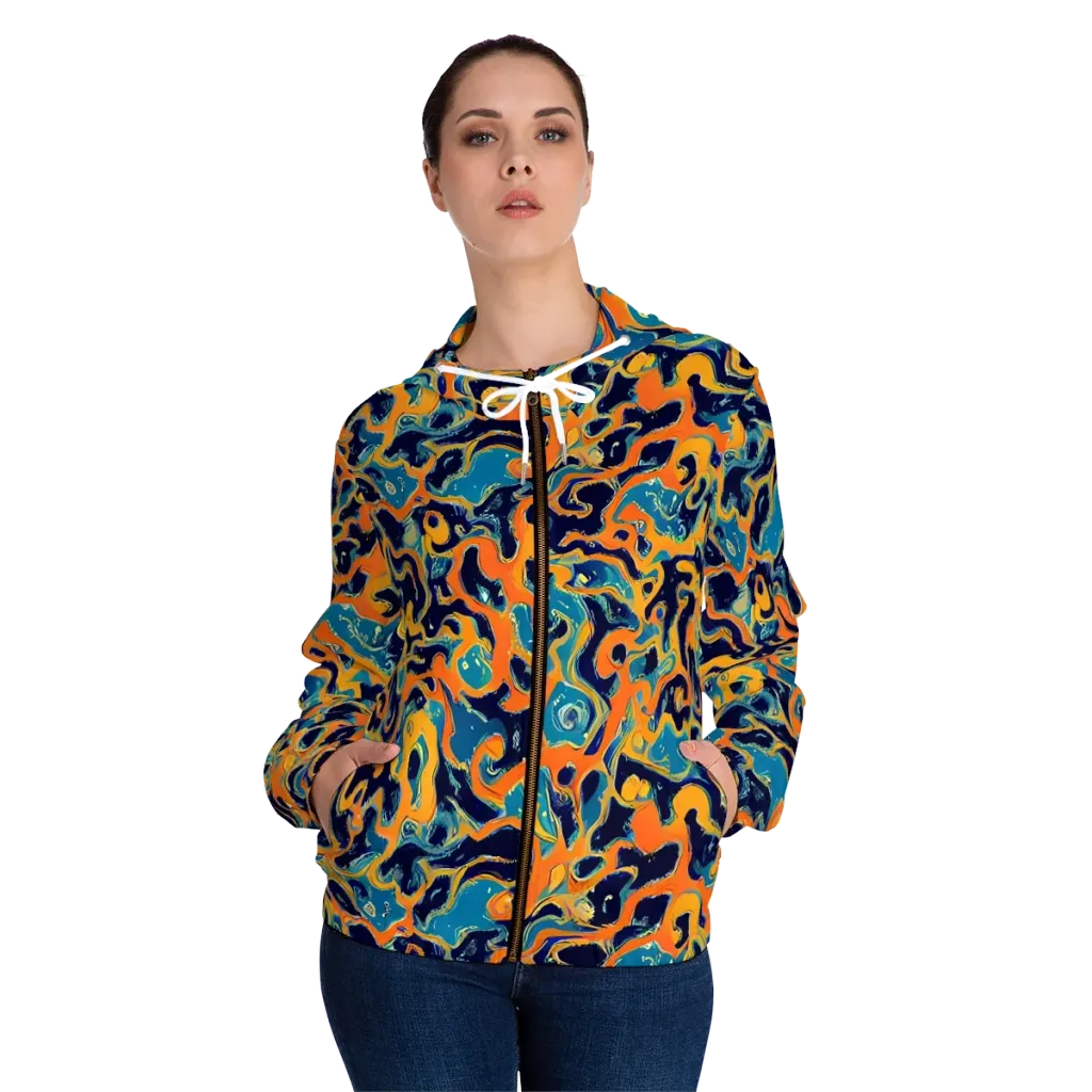 Neon Mariner on Women's Full-Zip Hoodie — Front On Person