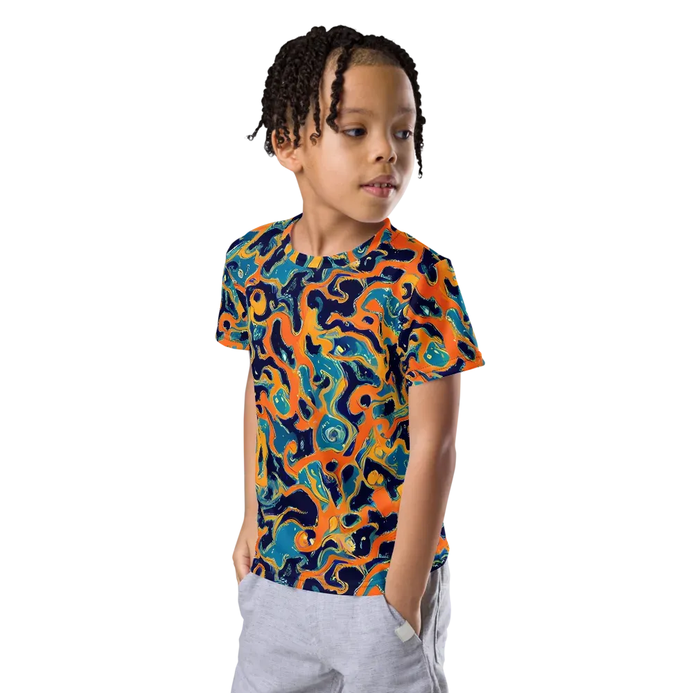 Neon Mariner on Kids Crew Neck T-Shirt — Left Front