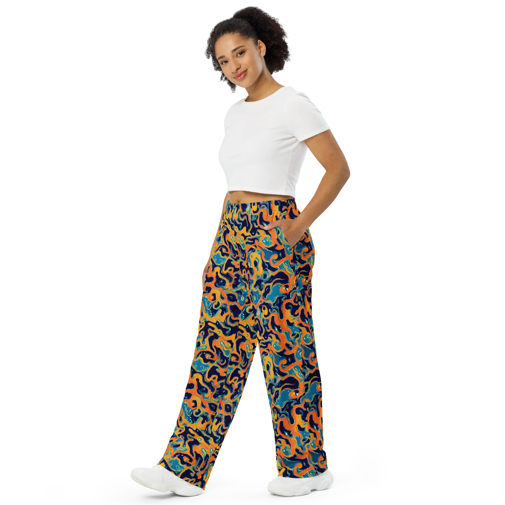 Neon Mariner on Wide-Leg Pants — Left Front